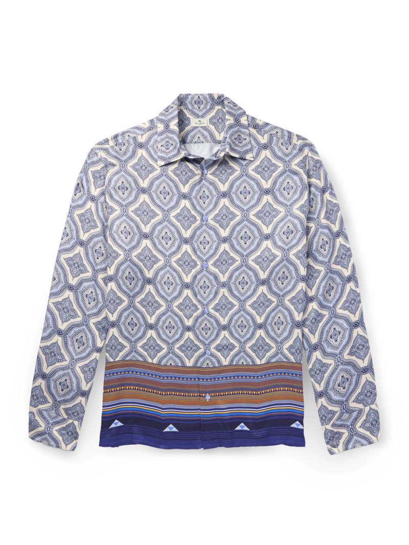 Etro - Paisley-Print Satin Shirt - Men - Blue - M von Etro