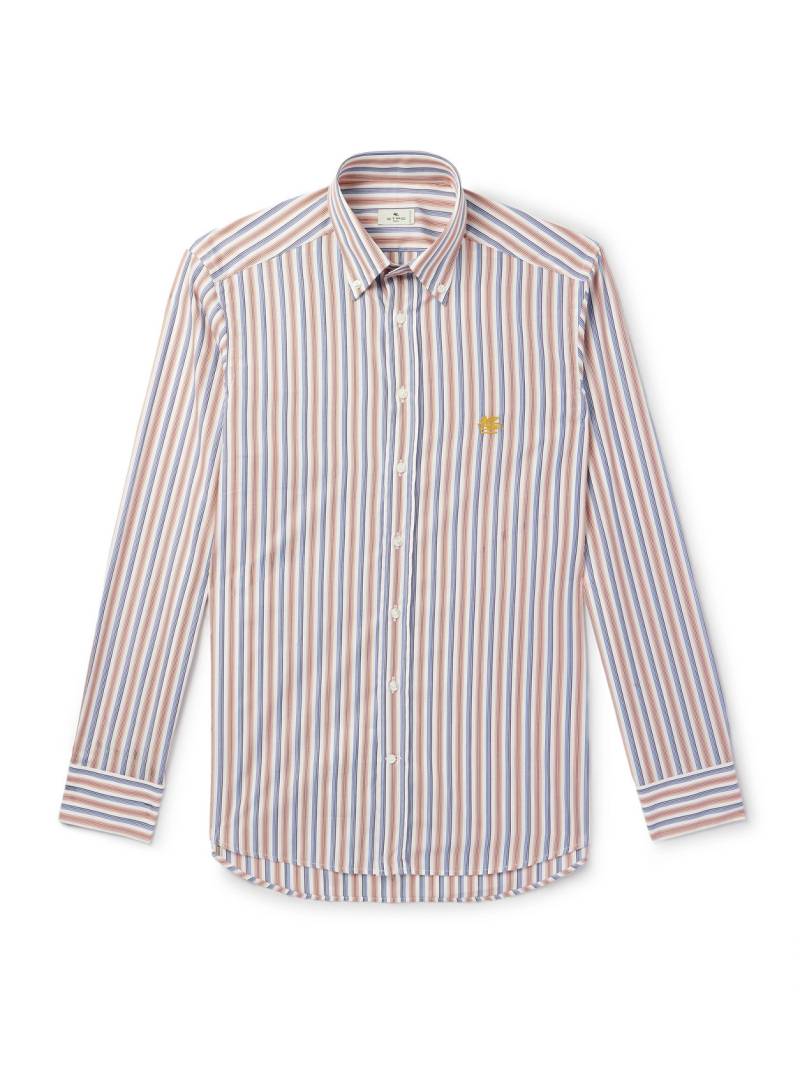 Etro - Roma Slim-Fit Button Down-Collar Striped Linen-Poplin Shirt - Men - Red - EU 42 von Etro
