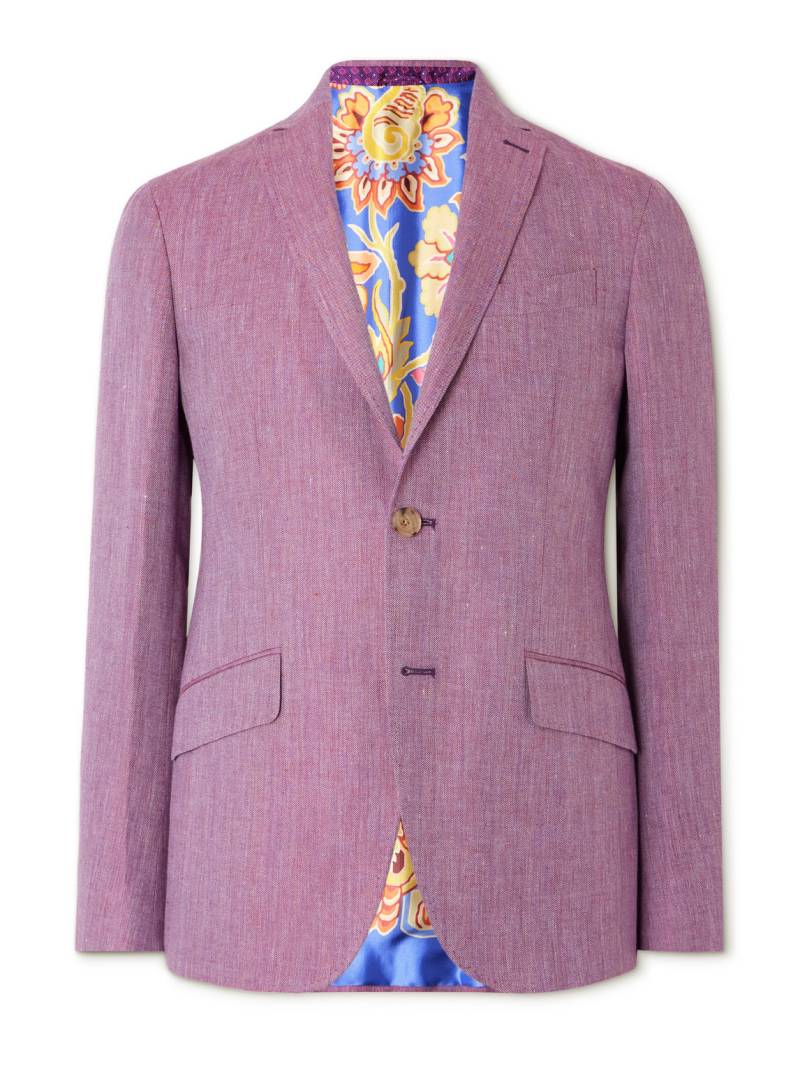 Etro - Roma Slim-Fit Linen and Wool-Blend Suit Jacket - Men - Purple - IT 52 von Etro