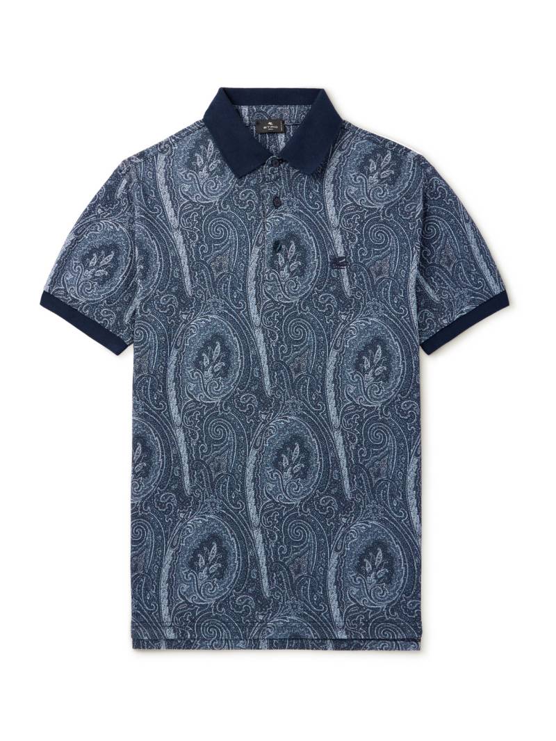 Etro - Roma Slim-Fit Logo-Embroidered Paisley-Print Cotton-Piqué Polo Shirt - Men - Blue - XXXL Etro - Roma Slim-Fit Logo-Embroidered Paisley-Print Cotton-Piqué Polo Shirt - Men - Blue - XXXL von Etro