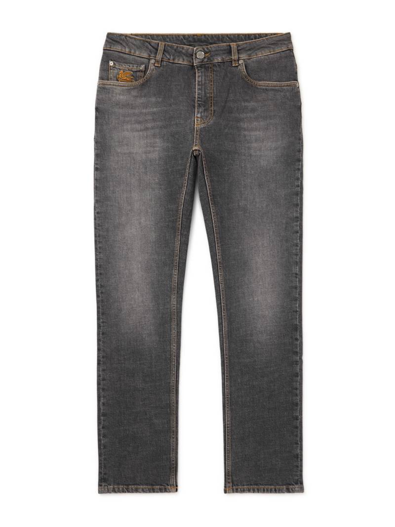 Etro - Roma Slim-Fit Straight-Leg Logo-Embroidered Jeans - Men - Gray - UK/US 34 von Etro