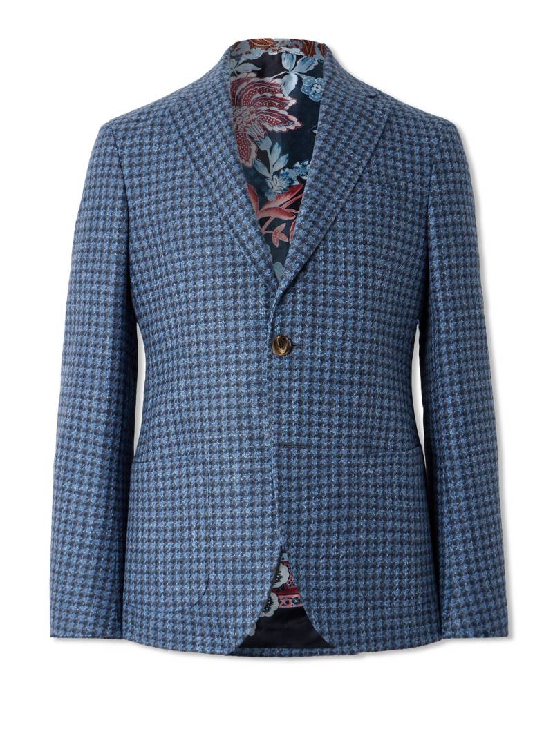 Etro - Roma Sport Houndstooth Wool, Cotton and Linen-Blend Blazer - Men - Blue - IT 46 von Etro