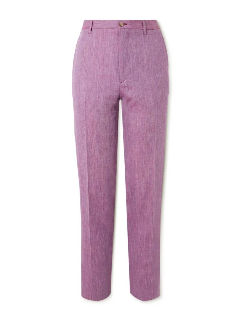 Etro - Roma Tapered Linen and Wool-Blend Suit Trousers - Men - Purple - IT 56 von Etro