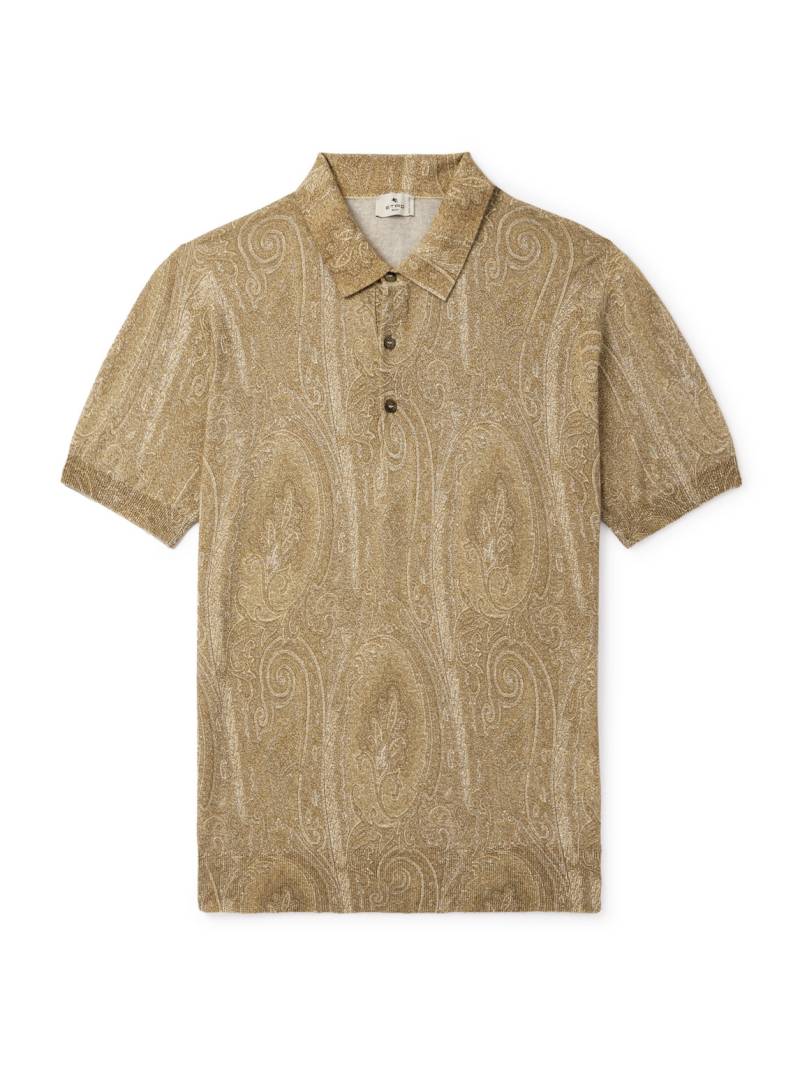 Etro - Slim-Fit Paisley-Print Silk and Cashmere-Blend Polo Shirt - Men - Neutrals - XXXL von Etro