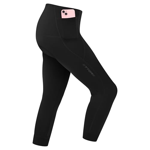 Ettore Damen Radhose Mit Polsterung Dreiviertellang Mit Tasche Atmungsaktiv Schnell Trocknend Für Rennräder Und Fahrräder - Dart - Schwarz - S von Ettore