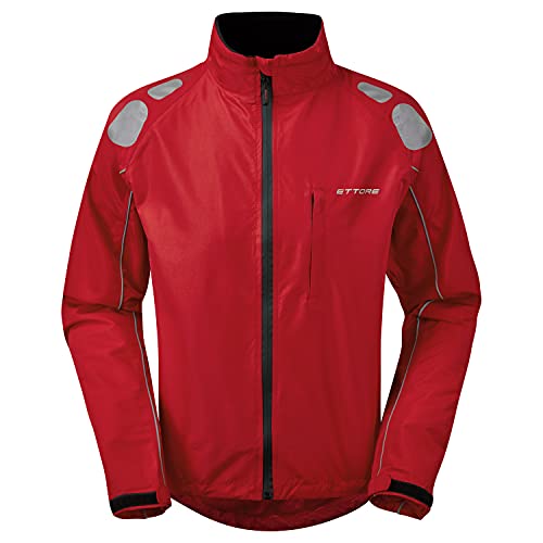 Ettore Wasserdichte Atmungsaktive Herren Fahrradjacke Hohe Sichtbarkeit Hi-Vis - Rot - Night Eagle II - 3XL von Ettore