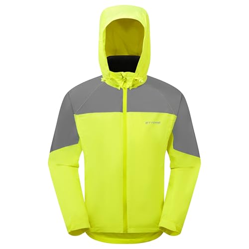 Ettore Wasserdichte Herren-Fahrradjacke Mit Abnehmbarer Kapuze Atmungsaktiv Mit Hoher Sichtbarkeit – Hybrid Glow - Gelb - XL von Ettore