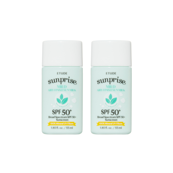 Etude - Sunprise Mild Airy Finish Sun Milk SPF50+ - 55ml (2ea) Set von Etude