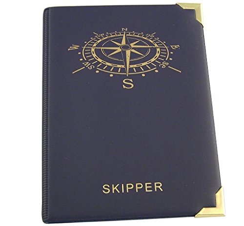 Liakai Skippermappe Motiv Kompass Blau, 4 Transparente Fächer, Eckenschoner, Kunstleder, Maritim, Unisex-Erwachsene von Etui-Shop