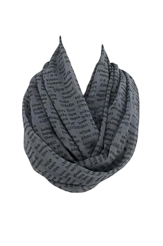 Etwoa Buch in 100 verschiedenen Sprachen Muster Infinity Schal Kreis Schal Loop Schal, GRAU, Large von Etwoa