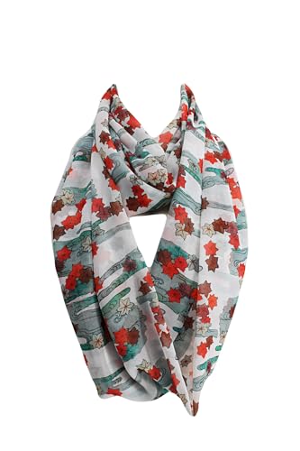 Etwoa Japanischer Schal mit Unendlichkeitssymbol, Motiv: Herbst und Wasser, Shin Bijutsukai Circle Scarf Loop Schal, Weiss/opulenter Garten, Large von Etwoa