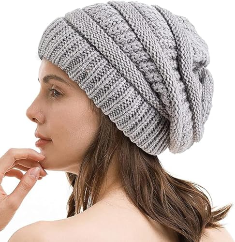 Etyepoh Beanie Mütze Damen Warme Wintermütze mit Weichem Innenfutter Gefütterte Strickmütze (01-hellgrau) von Etyepoh