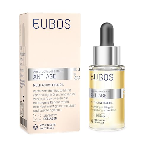EUBOS ANTI AGE I Multi Active Face Oil I Nährende Gesichtspflege zur Restrukturierung und Straffung der Haut I Mit wertvollen Ölen und Vitaminen I Fördert Elastizität und Feuchtigkeit I Vegan I 30ml von Eubos