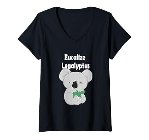 Damen Eucalize Legalyptus Legalize Eucalyptus Koala T-Shirt mit V-Ausschnitt Damen Eucalize Legalyptus Legalize Eucalyptus Koala T-Shirt mit V-Ausschnitt von Eucalize Legalyptus Legalize Eucalyptus Koala