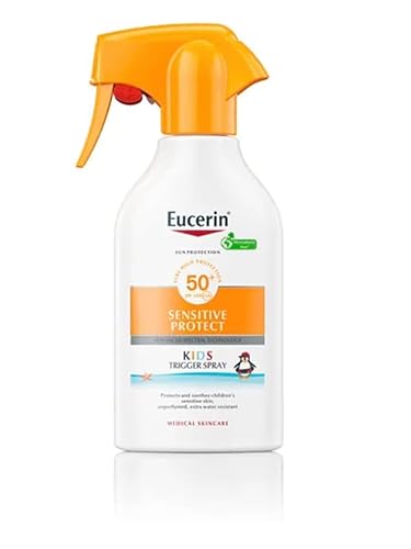 Eucerin Sun Kids Sensitive Protect Spray Trigger FPS50+ (250 ml), Sonnencreme mit UV-Filtern, Kinder-Sonnenschutz im wasserfesten Spray, Sonnenschutz für empfindliche Haut von Eucerin