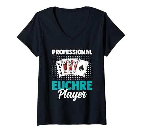 Damen Professioneller Euchre Spieler Euchre Gruppe Karten Turnier T-Shirt mit V-Ausschnitt Damen Professioneller Euchre Spieler Euchre Gruppe Karten Turnier T-Shirt mit V-Ausschnitt von Euchre Bash Design