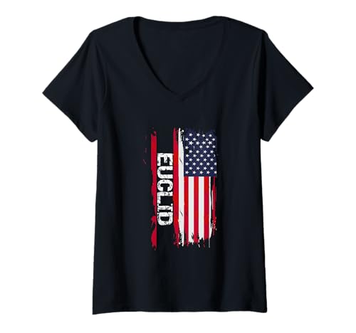 Damen Euklid City T-Shirt mit V-Ausschnitt Damen Euklid City T-Shirt mit V-Ausschnitt von Euclid USA Flag
