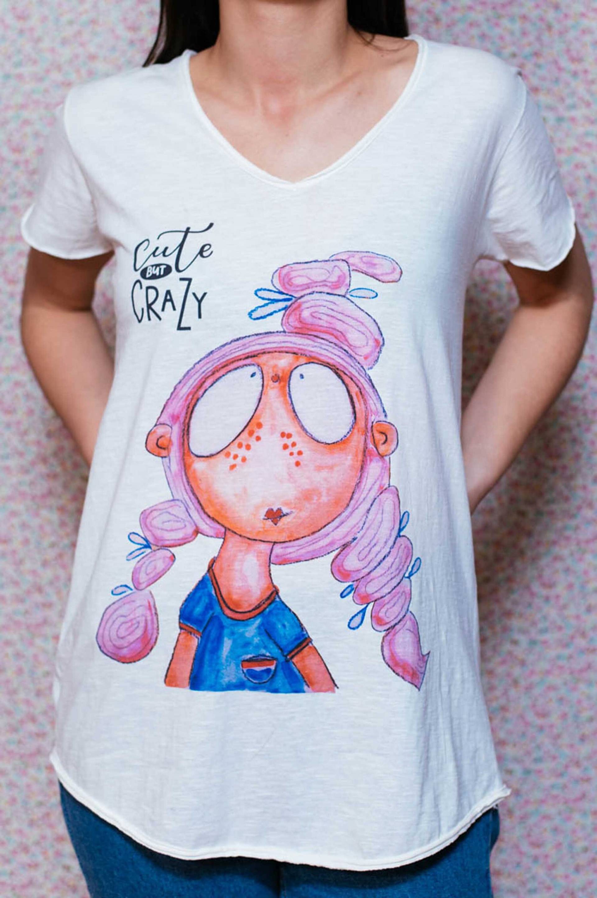 Süße, Aber Verrückte Shirts Mit Sprüchen, Malerei Auf Kleidung, Artsy Shirt, Süßes Grafik-T-Shirt Für Teenager, Süßes Shirt Frauen, Geschenk Sie von EugeniaGerontara