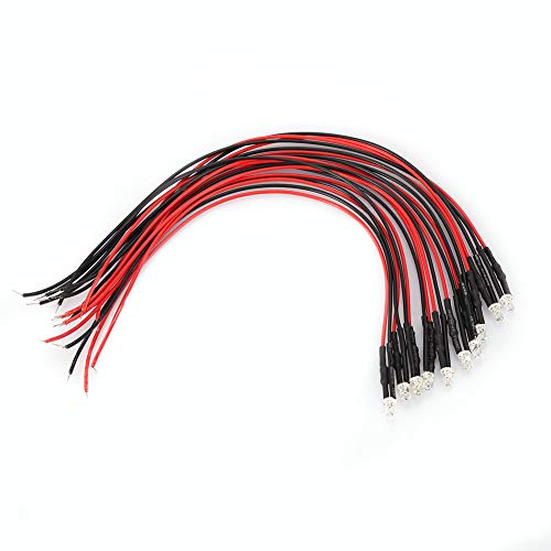 10pcs 12 V 3mm LED -Licht Emittierende LED -Licht -Emitting -Diode Kabelverdrahtete Multikolor -LED -Leuchtkabel 20 cm 0,06W (weißes Haar blau) von Eujgoov
