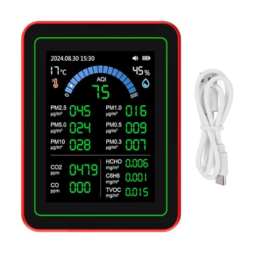 Luftqualität Messer 18 in 1 CO2 TVOC HCHO PM 2.5 PM10 Temp Feuchter Detect Tester für den Innenbereich Batterie Betriebener Daten Speicher Schwarz Luftqualität Messer 18 in 1 CO2 TVOC HCHO PM 2.5 PM10 Temp Feuchter Detect Tester für den Innenbereich Batterie Betriebener Daten Speicher Schwarz von Eujgoov
