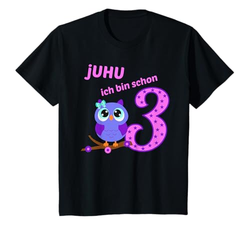 Ich Bin Schon 3 - Süße Eule 3. Geburtstag Mädchen 3 Jahre T-Shirt Ich Bin Schon 3 - Süße Eule 3. Geburtstag Mädchen 3 Jahre T-Shirt von Eule Uhu Mädchen 3 Jahre Geschenk Kindergeburtstag
