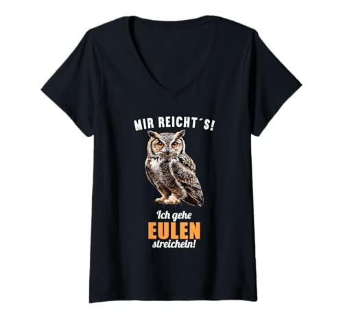 Damen Eulen Eule T-Shirt mit V-Ausschnitt von Eulen Eule Tier Shop