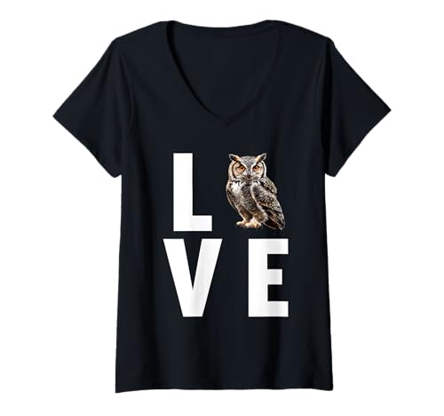 Damen Eulen Eule T-Shirt mit V-Ausschnitt von Eulen Eule Tier Shop