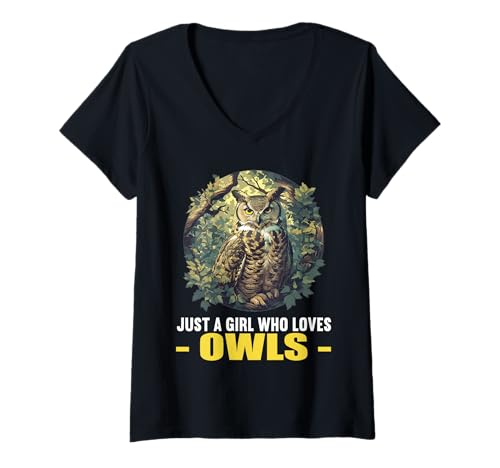 Damen Eulen Eule T-Shirt mit V-Ausschnitt Damen Eulen Eule T-Shirt mit V-Ausschnitt von Eulen Eule Tier Shop