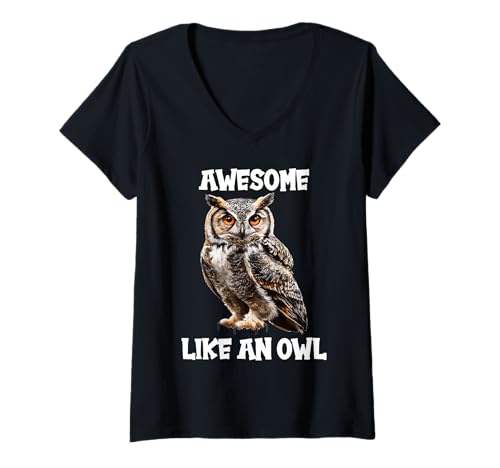 Damen Eulen Eule T-Shirt mit V-Ausschnitt Damen Eulen Eule T-Shirt mit V-Ausschnitt von Eulen Eule Tier Shop