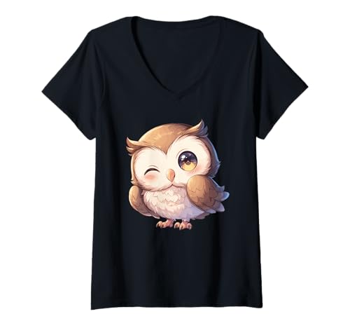 Damen Eulen Eule T-Shirt mit V-Ausschnitt Damen Eulen Eule T-Shirt mit V-Ausschnitt von Eulen Eule Tier Shop