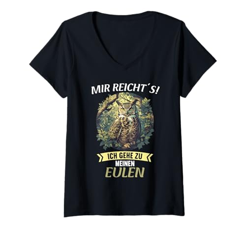 Damen Eulen Eule T-Shirt mit V-Ausschnitt Damen Eulen Eule T-Shirt mit V-Ausschnitt von Eulen Eule Tier Shop