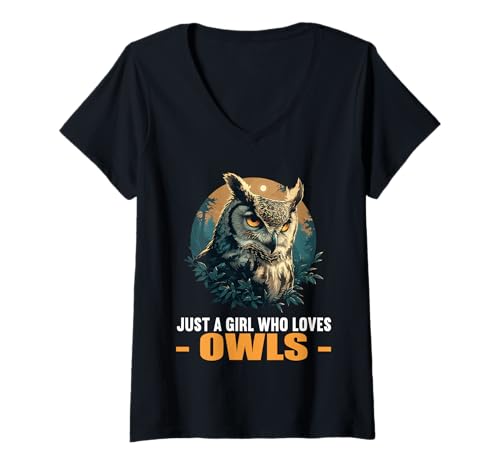Damen Eulen Eule T-Shirt mit V-Ausschnitt Damen Eulen Eule T-Shirt mit V-Ausschnitt von Eulen Eule Tier Shop