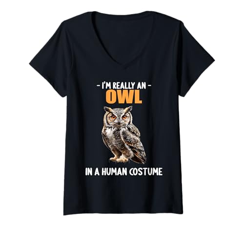 Damen Eulen Eule T-Shirt mit V-Ausschnitt von Eulen Eule Tier Shop