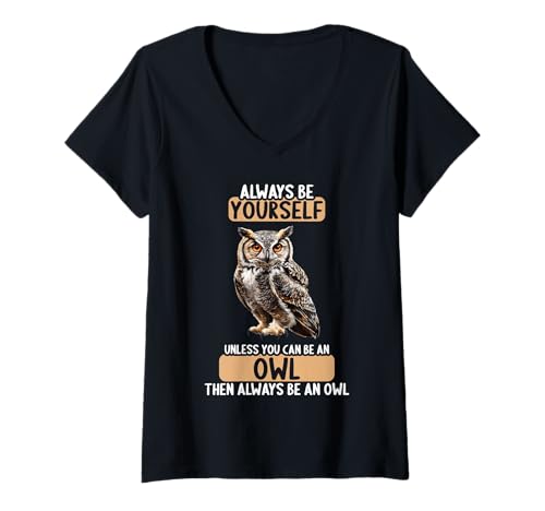 Damen Eulen Eule T-Shirt mit V-Ausschnitt Damen Eulen Eule T-Shirt mit V-Ausschnitt von Eulen Eule Tier Shop