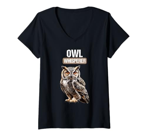 Damen Eulen Eule T-Shirt mit V-Ausschnitt Damen Eulen Eule T-Shirt mit V-Ausschnitt von Eulen Eule Tier Shop