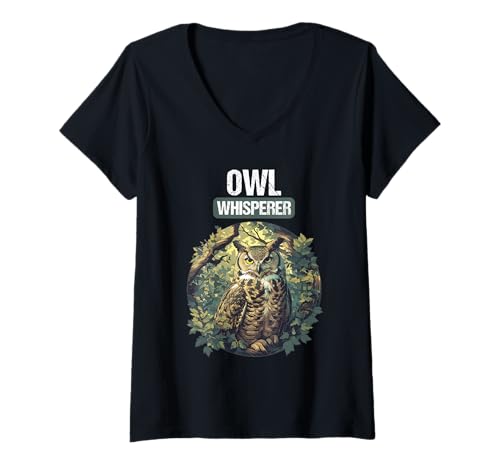 Damen Eulen Eule T-Shirt mit V-Ausschnitt Damen Eulen Eule T-Shirt mit V-Ausschnitt von Eulen Eule Tier Shop