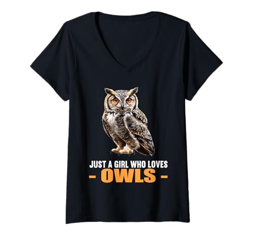 Damen Eulen Eule T-Shirt mit V-Ausschnitt von Eulen Eule Tier Shop