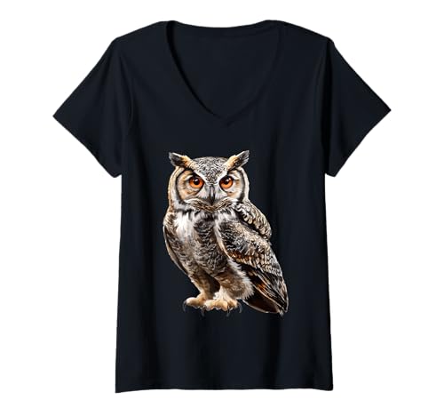 Damen Eulen Eule T-Shirt mit V-Ausschnitt Damen Eulen Eule T-Shirt mit V-Ausschnitt von Eulen Eule Tier Shop