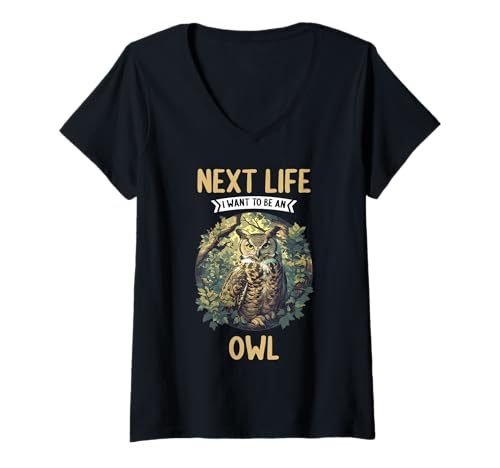 Damen Eulen Eule T-Shirt mit V-Ausschnitt Damen Eulen Eule T-Shirt mit V-Ausschnitt von Eulen Eule Tier Shop