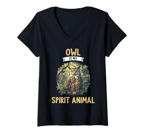 Damen Eulen Eule T-Shirt mit V-Ausschnitt Damen Eulen Eule T-Shirt mit V-Ausschnitt von Eulen Eule Tier Shop