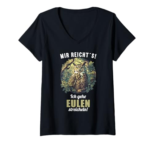 Damen Eulen Eule T-Shirt mit V-Ausschnitt Damen Eulen Eule T-Shirt mit V-Ausschnitt von Eulen Eule Tier Shop