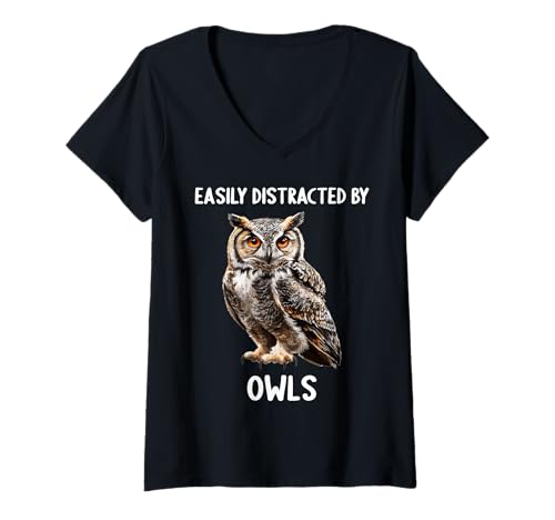 Damen Eulen Eule T-Shirt mit V-Ausschnitt Damen Eulen Eule T-Shirt mit V-Ausschnitt von Eulen Eule Tier Shop