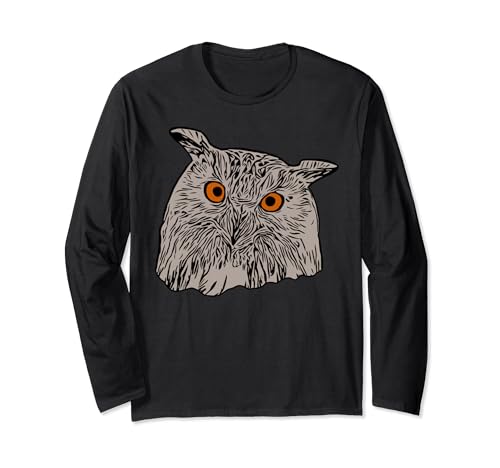 Eulen Vogelmotiv Tiermotiv Damen Vogel Tier mit Eulenmotiv Langarmshirt von Eulen Tiergesicht Vögel Herren Kinder Eule Motiv