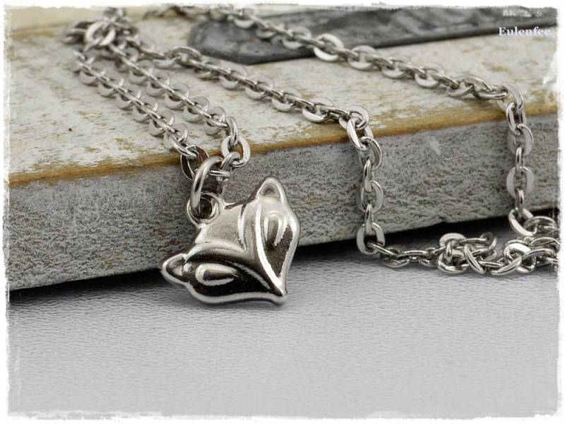 Halskette "Kleiner Fuchs" Edelstahlkette Mit Süßem Fuchs Anhänger, Zauberhafte Geschenke von Eulenfee