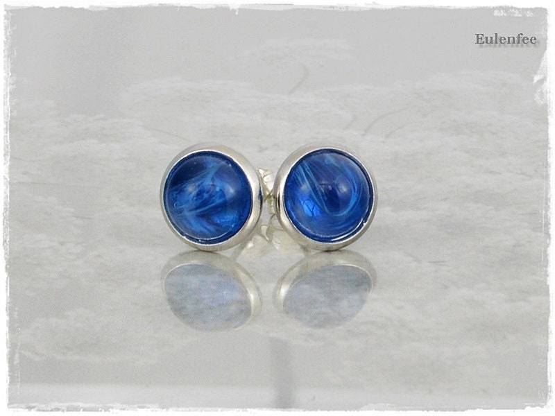 Kleine Ohrstecker "Seeelfe" Blaue Glassteine von Eulenfee