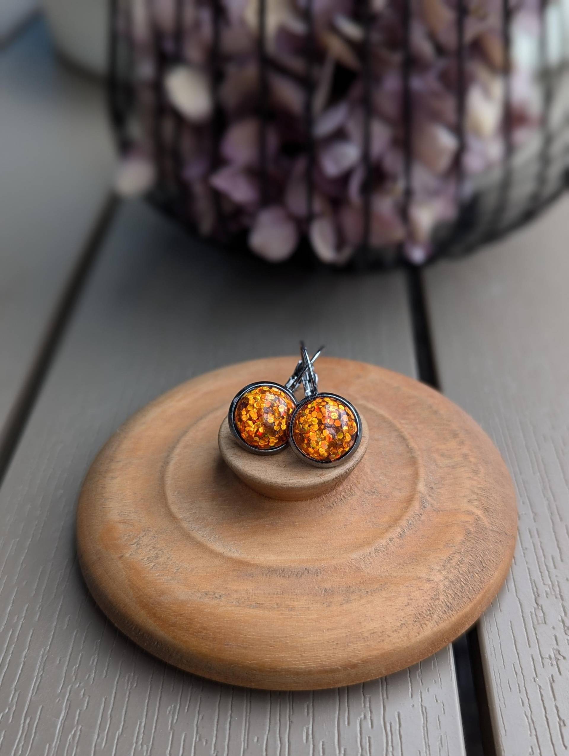 Ohrringe "Herbstgeglitzer" Hängeohrringe, Cabochon Ohrhänger von Eulenfee