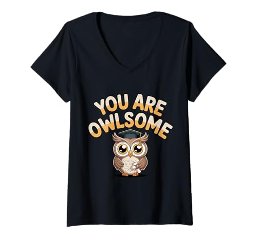 Damen You Are Owlsome Süße Eulen -Wortmotivation ||- T-Shirt mit V-Ausschnitt Damen You Are Owlsome Süße Eulen -Wortmotivation ||- T-Shirt mit V-Ausschnitt von Eulenmotivation
