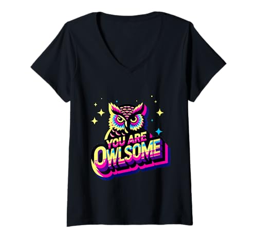 Damen You Are Owlsome Süße Eulen -Wortmotivation |||- T-Shirt mit V-Ausschnitt Damen You Are Owlsome Süße Eulen -Wortmotivation |||- T-Shirt mit V-Ausschnitt von Eulenmotivation