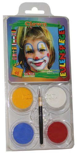 Eulenspiegel 204146 - Schmink-Set Clown, für ca. 40 Masken, Schminkfarben, Karneval, Mottoparty von Eulenspiegel