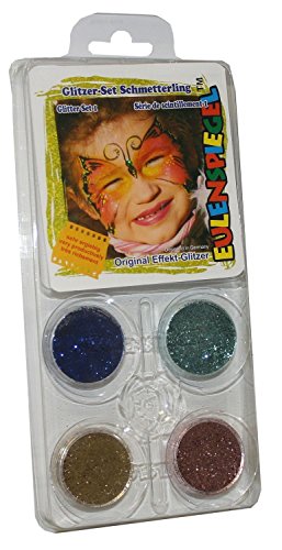 Eulenspiegel 908105 - Schmink-Set Glitzer Schmetterling, Glitter-Set, für Karneval, Mottoparty von Eulenspiegel